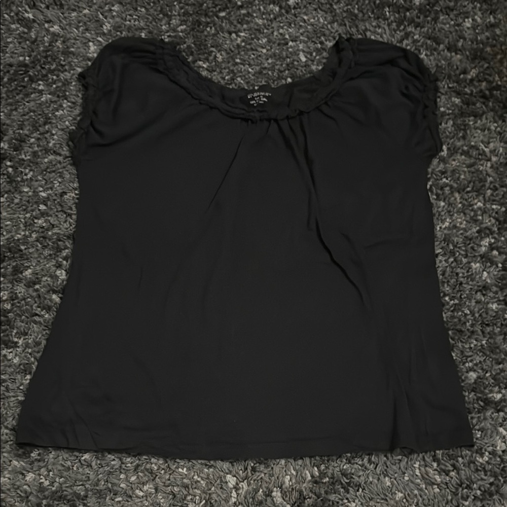 Black Fitted Tie Front Blouse